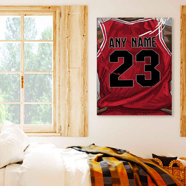 Chicago Jersey Custom Canvas Print Wall Art for Boy Girl Men Women Basketball Personalized Canvas Art